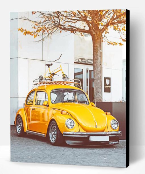 Vintage Yellow Volkswagen Beetle Paint By Number