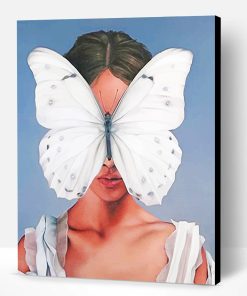White Butterfly Woman Paint By Number