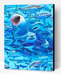 White Sharks Frenzy Beach Paint By Number