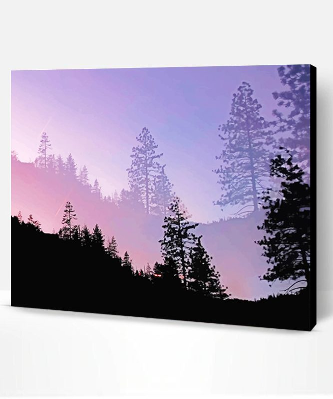 Yosemite Valley Trees Silhouette,Paint By Number