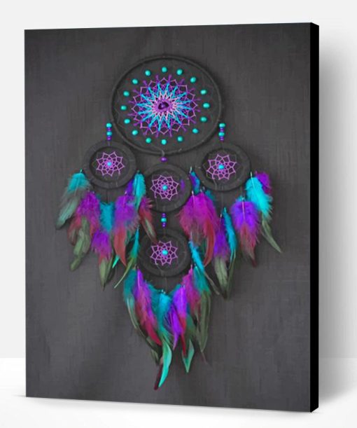 Black And Purple Dream Catcher Paint By Number