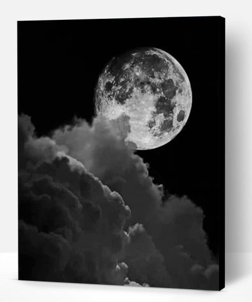 Black And White Full Moon Paint By Number