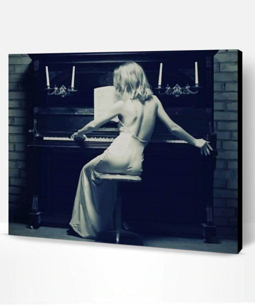 Black And White Piano Girl Paint By Number