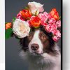 Dog With Colored Flowers Crown Paint By Number