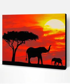 Elephants Silhouette Paint By Number