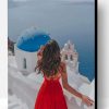 Lady Enjoying Santorini Greece Paint By Number