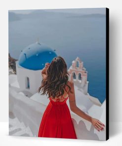 Lady Enjoying Santorini Greece Paint By Number