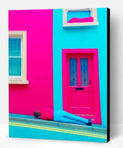 Pink And Blue House Paint By Number