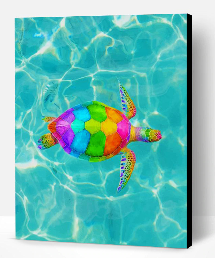 Rainbow Sea Turtle NEW Paint By Numbers - Paint By Numbers PRO