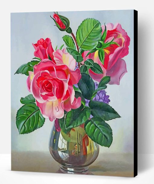 Rose Flowers Vase Paint By Number