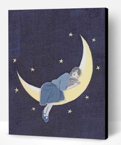 Sleepy Girl On Moon Paint By Number