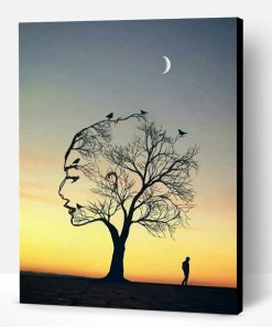 Woman Face Tree Illustration Paint By Number