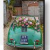 Aesthetic Classy Green Car And Flowers Paint By Number