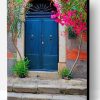 Blue Door And Pink Flowers Paint By Number