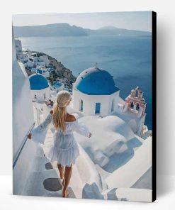 Blondy Girl In Santorini Paint By Number