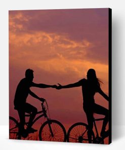 Couple On Bikes Silhouette Paint By Number