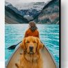 Dog And His Owner In A Boat Paint By Number