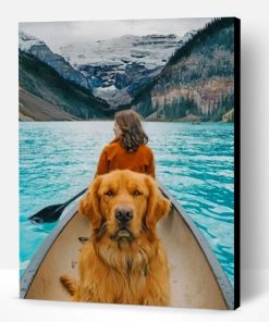 Dog And His Owner In A Boat Paint By Number