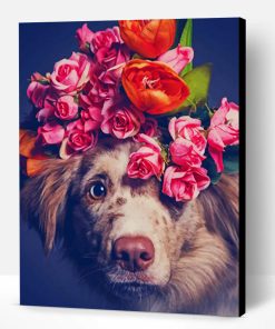 Dog With Flower Crown Paint By Number