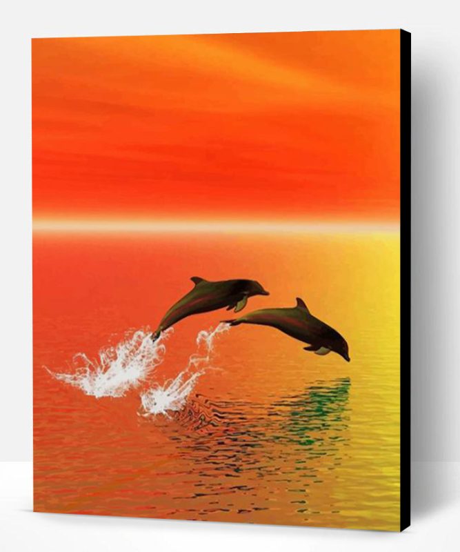 Dolphins Jumping Out Of Water Paint By Number