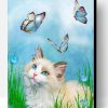 Kitty And Butterflies Paint By Number
