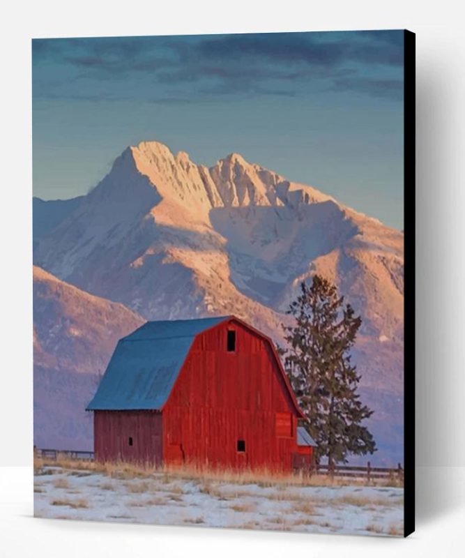 Montana Mountains And Barn Paint By Number