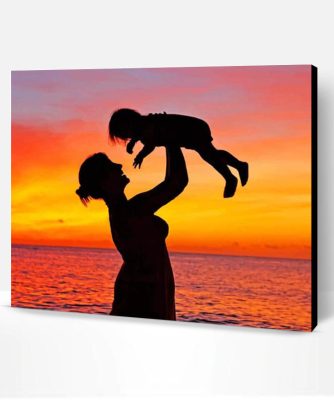 Mother And Child Silhouette Paint By Number