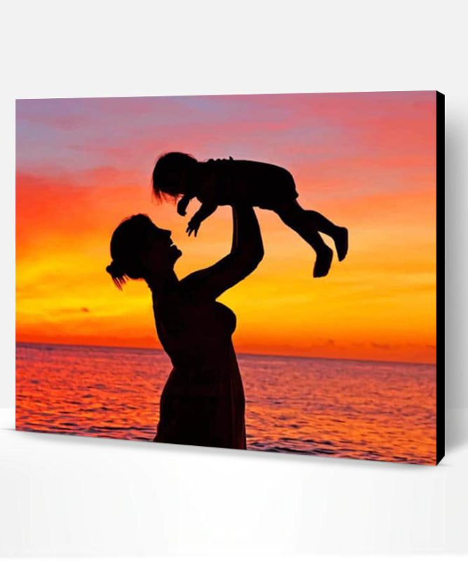 Mother And Child Silhouette Paint By Number