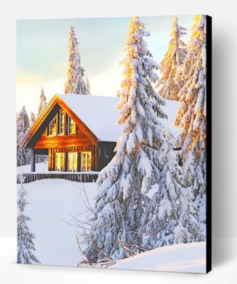 Norwegian Cabin In Snow Paint By Number