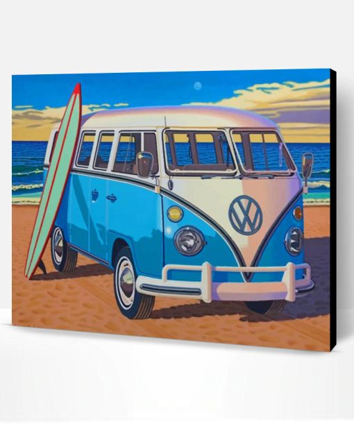 Volkswagen Bus With Surfboard Paint By Number