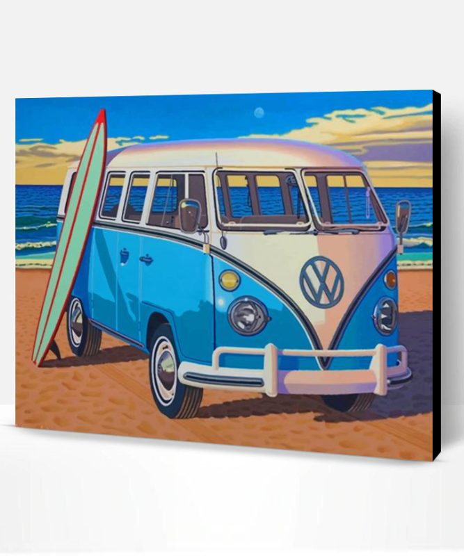 Volkswagen Bus With Surfboard Paint By Number