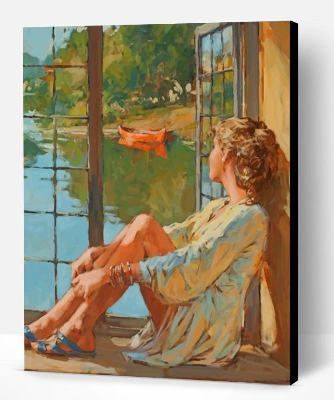 Woman Looking Through The Window Paint By Number