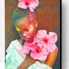 Afro Girl And Pink Flowers Paint By Number