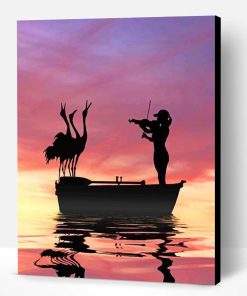 Bird And Violinist Silhouette Paint By Number