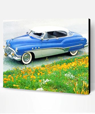 Blue And White Classic Car Paint By Number