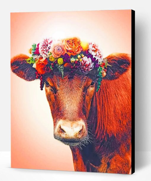 Floral Crown On Cow Paint By Number