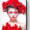 Girl With Red Flowers In Hair Paint By Number