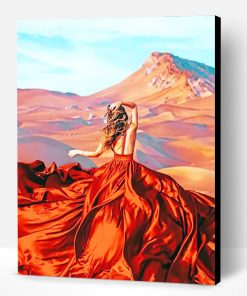 Lady Wearing Flowy Dress In Desert Paint By Number