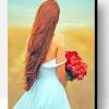 Long Hair Girl Holding Roses Paint By Number