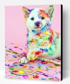 Messy Dog With Paints Paint By Number