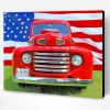 Old Truck And Flag Paint By Number