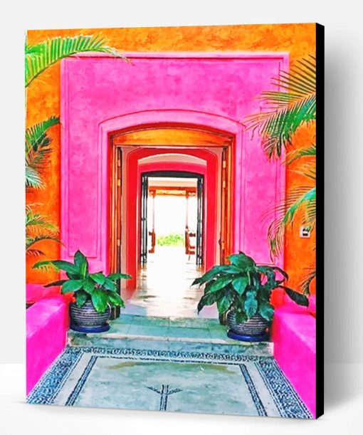 Pink Mexican Architecture Paint By Number