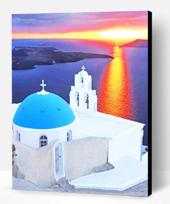 Santorini City Sunrise Paint By Number