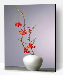 Aesthetic White Vase With Red Flowers Paint By Number