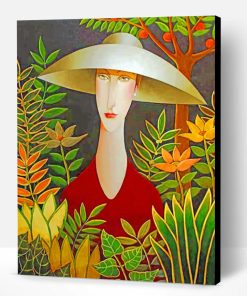 Aesthetic Woman Wearing A Sunhat Paint By Number