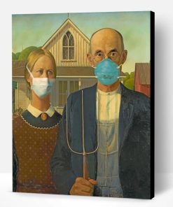 American Gothic With Masks Paint By Number