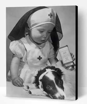 Baby Nurse With Her Dog Paint By Number