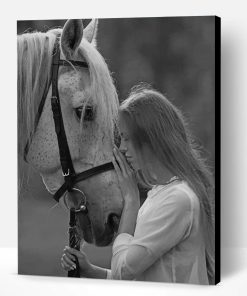 Black And White Lady And Horse Paint By Number