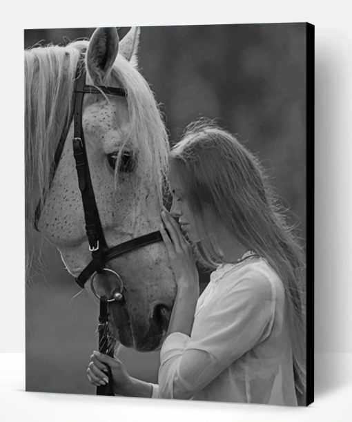 Black And White Lady And Horse Paint By Number