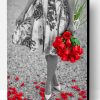 Black And White Woman With Red Flowers Paint By Number
